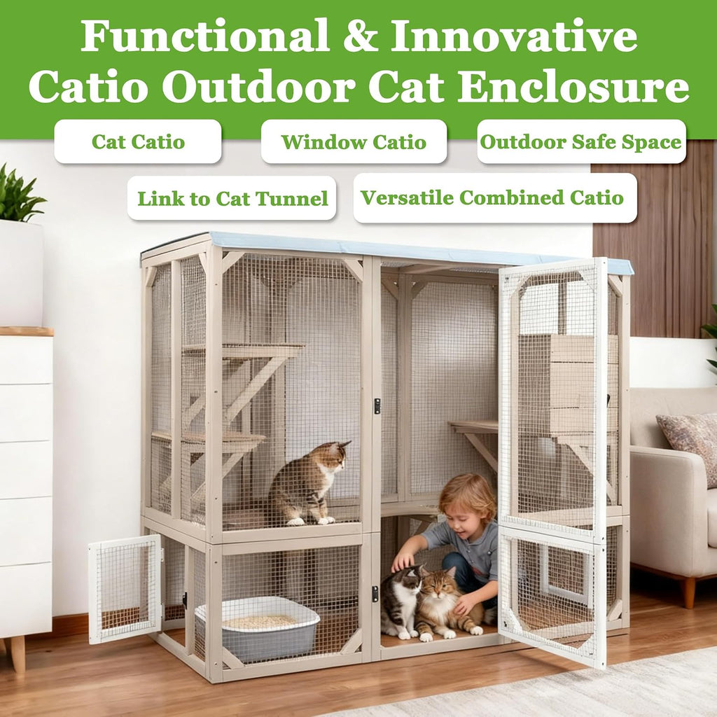 Catio Cat Enclosures Cat's House for Indoor Outdoor for 1-3 Cats
