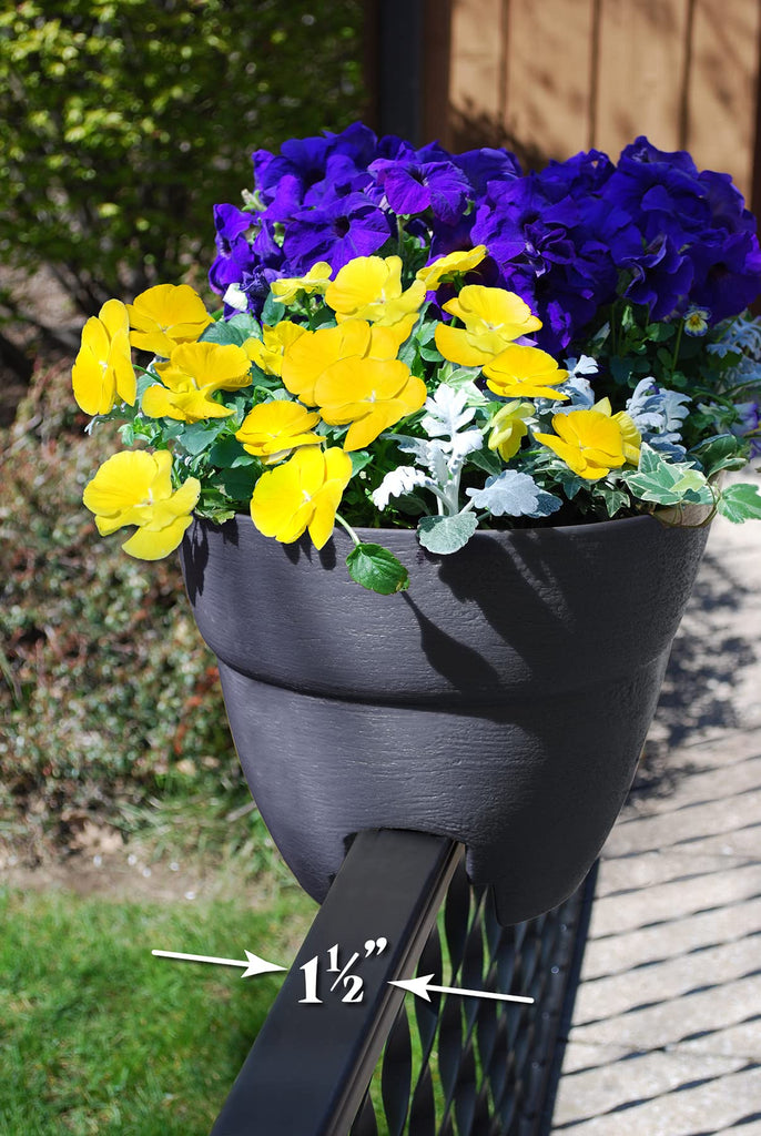 Bloomers Railing Planter with Drainage Holes- 24" W - Slate, Plastic