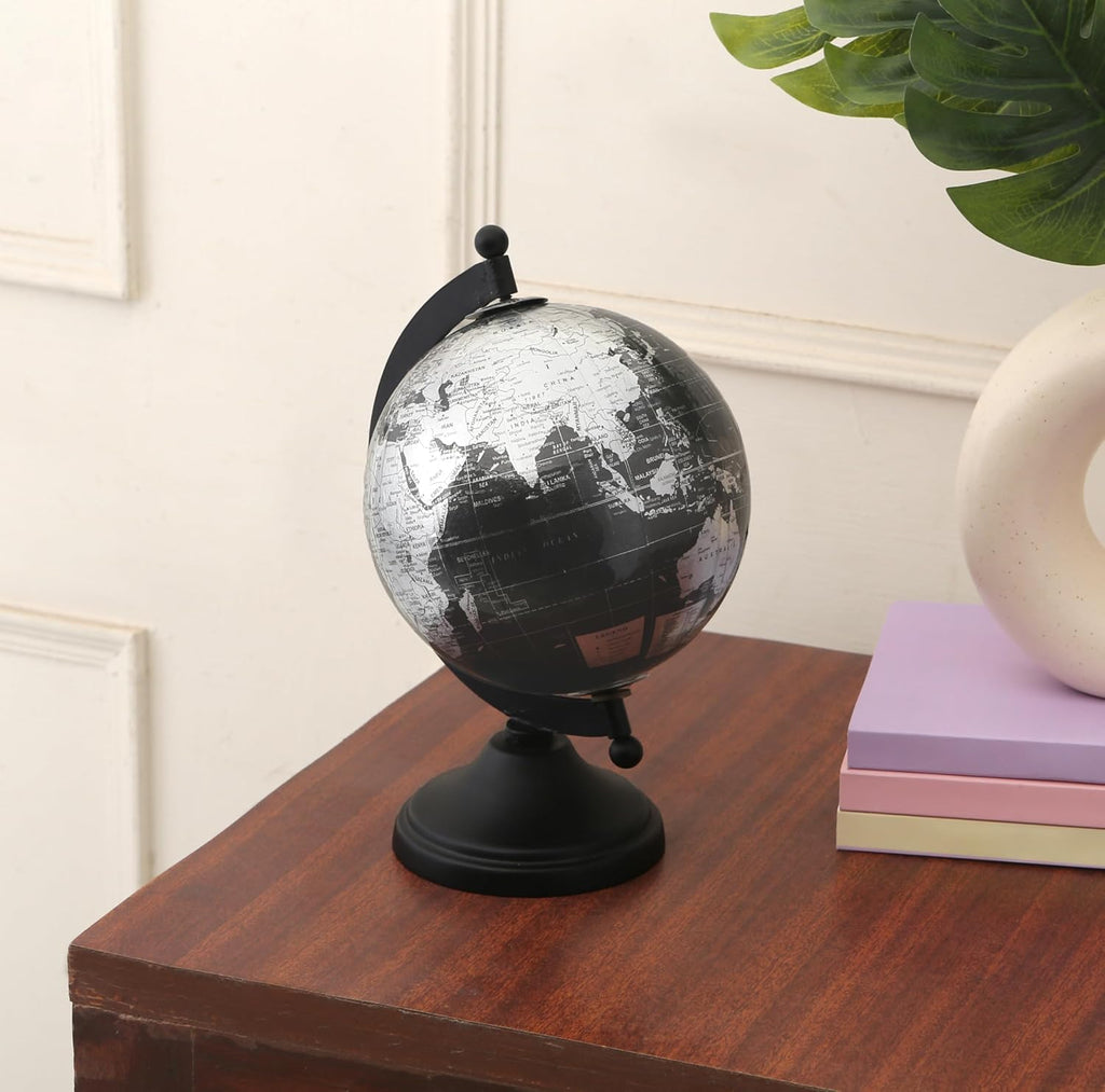 5" World Globe With Sturdy Metal Stand (NOT PLASTIC!) - Desktop Globes Desk Table Office Decor - Book Shelf Decor