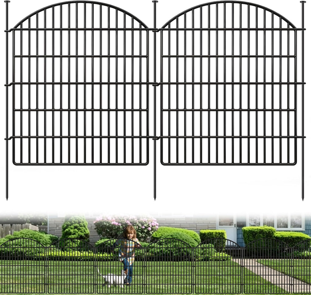 16 Panels Decorative Garden Metal Fence, 33in (H) x 38.67ft (L) No Dig Dog Fencing for Outdoor Yard, Rustproof Animal