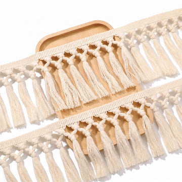Fringe Trim 4.7" Wide Tassel Trim Cotton Boho Macrame Tassel Ribbon - 5 Yards