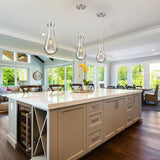 Raindrop Pendant Lights Kitchen Island Set of 3 Teardrop Chrome Hanging Light Fixtures Clear Solid Glass Pendant Light Modern Chandeliers for Dining Room Porch Corridor Living Room A121-B0BN15D23H