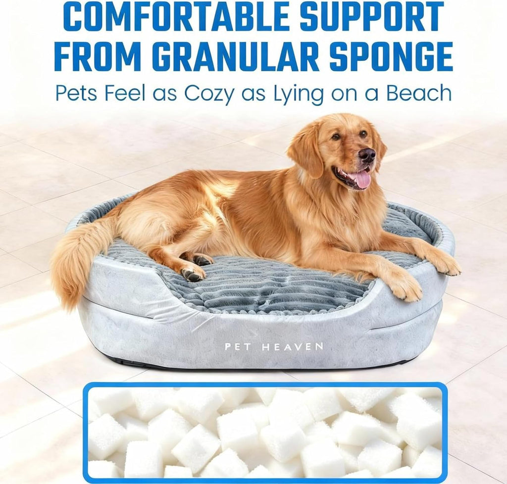 Orthopedic Dog Bed, Round Memory Foam, Washable, Large Dogs, Grey