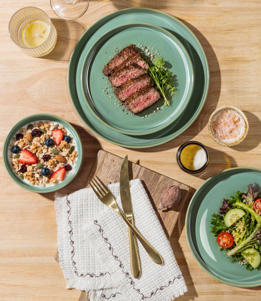 Dinnerware sets for 4, 12 Piece Stoneware Plates and Bowls sets
