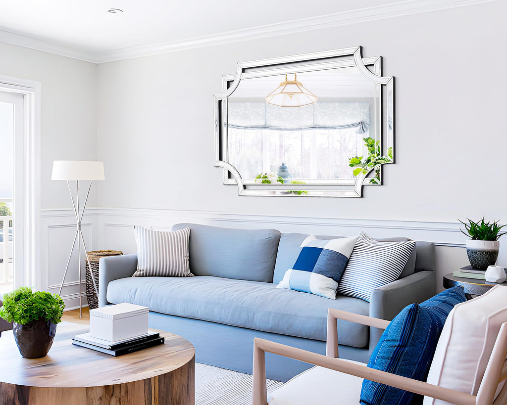 36" x 24" Rectangular Modern Decorative Wall Mirror with Beveled Edge Frame, Large Accent Mirror