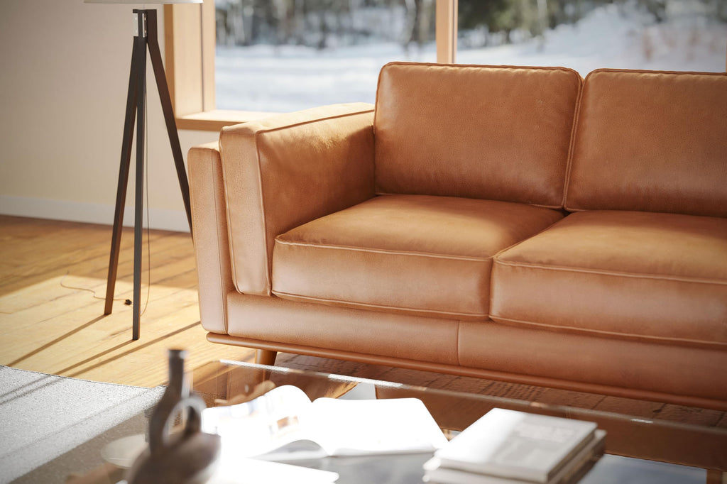 Artisan Full Leather Loveseat Sofa 66" - Pure Full Italian Nappa Leather Couch, Solid Wood Accent, Ultimate Comfort