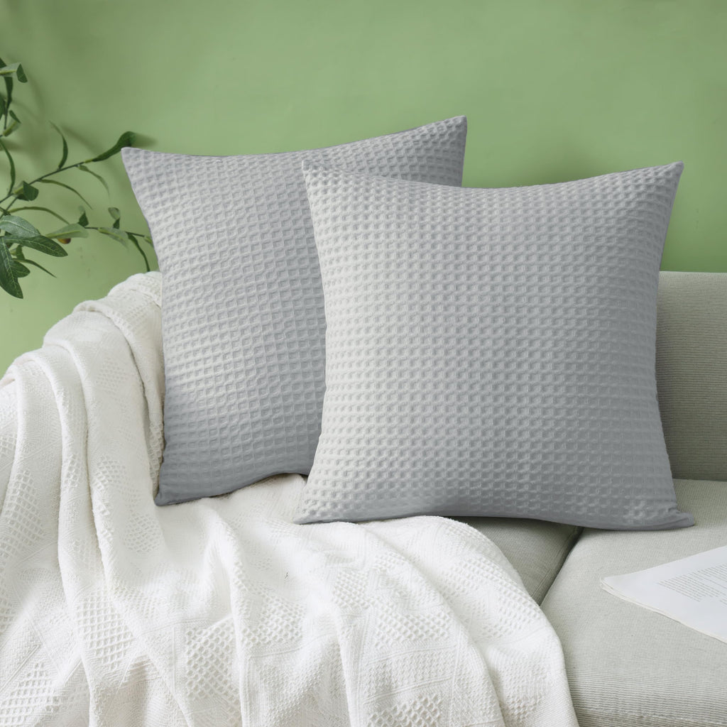 100% Egyptian Cotton 600 TC Waffle Weave Throw Pillow Covers 2 Pack