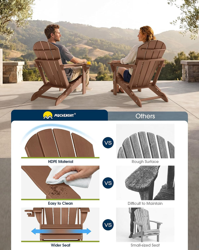 Folding Adirondack Chairs 4 Pack, Patio Chairs, Lawn Chairs, Outdoor Chairs, Adirondack Chair Plastic, Fire Pit