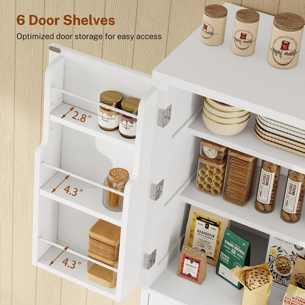 Farmhouse Pantry Cabinet, Tall Kitchen Storage Cabinet with Barn Doors