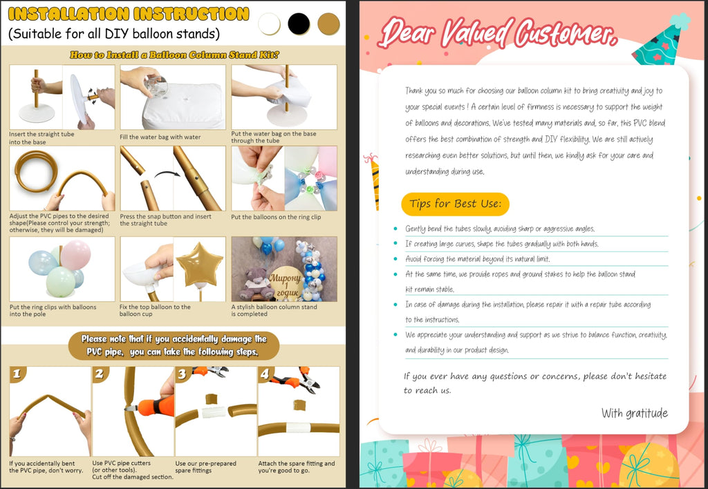 Balloon Arch Kit 9.35FT & 6FT, Free Bending Half Balloon Arch Stand with Base, Floor Gold Balloon Arch Frame Backdrop