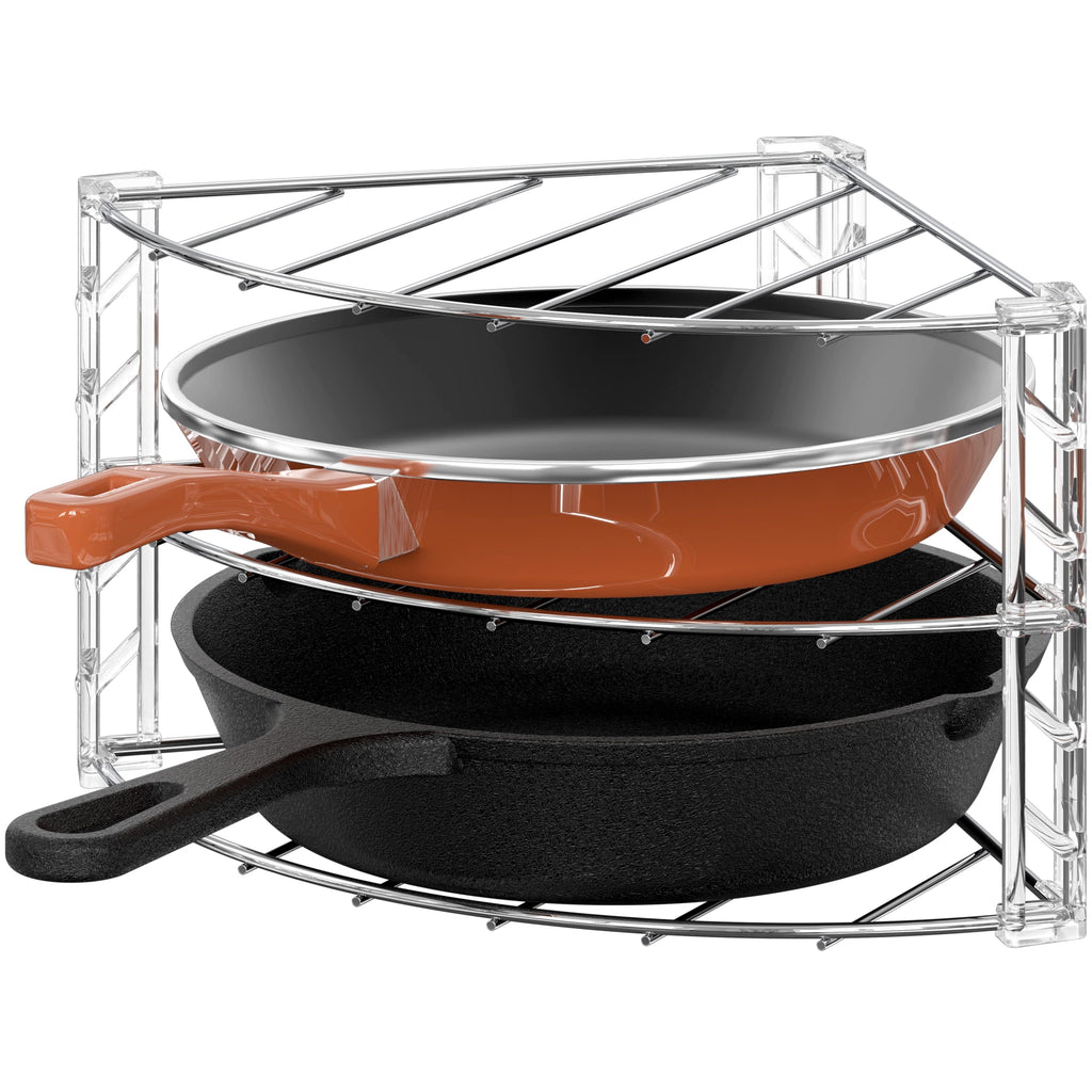 3-Tier Counter and Cabinet Corner Shelf Organizer, Chrome