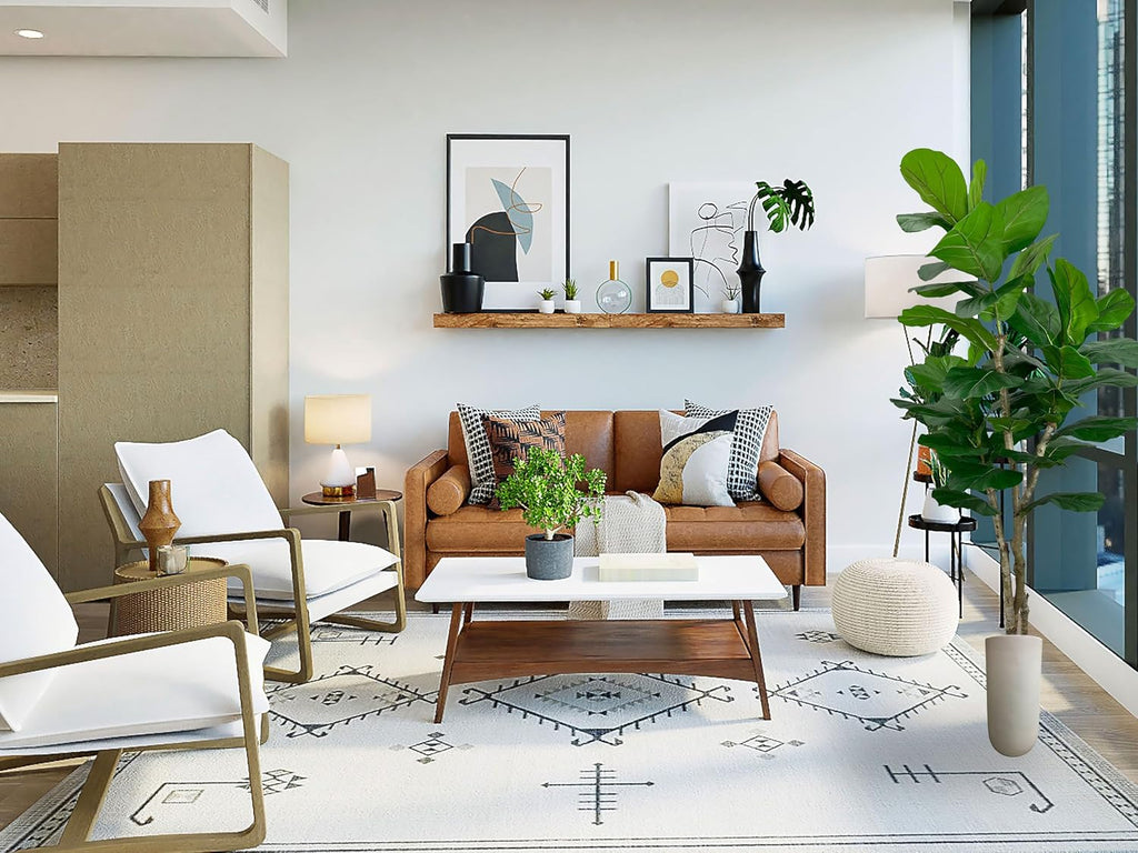 Handmade 7ft Oversized Fiddle Leaf Fig Ficus Lyrata Artificial Tree with Ethically Sourced Real Wood Trunks