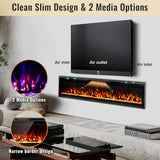 Electric Fireplace Inserts, Ultra Thin Wall Mounted Fireplace with Remote Control, Multicolor Realistic Flame