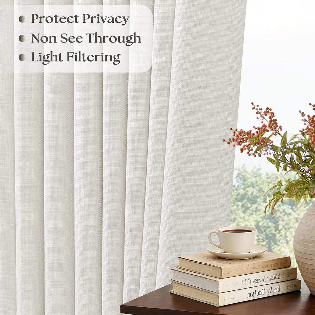 Ivory White Pinch Pleated Linen Curtains 60 Inch Wide 84 Inch Long 1 Panel
