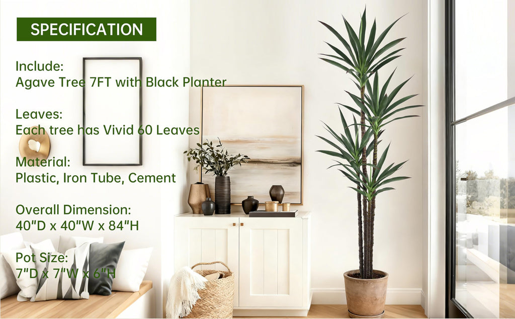 Artificial Agave Tree 7FT with 60 Leaves & 4 Trunks Yucca Plant