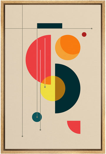 Framed Canvas Print Wall Art Semi Circle Midcentury Art Geometric Shapes Illustrations Modern Art Contemporary Fun