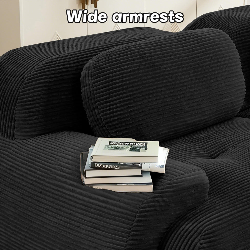 81.8 Inch Modular Sectional Sofa, Loveseat Boneless Couch, Black
