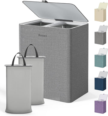 Laundry Basket 160L, 2-Compartment Sorter, Removable Bags | Laundry Room, Bathroom, Bedroom, Families, Large