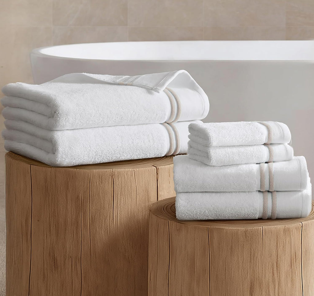 Park 6 Piece Bath Towel Set 600 GSM, 100% Cotton Terry, Highly Absorbent Quick Dry Bathroom Towels with Hotel Style