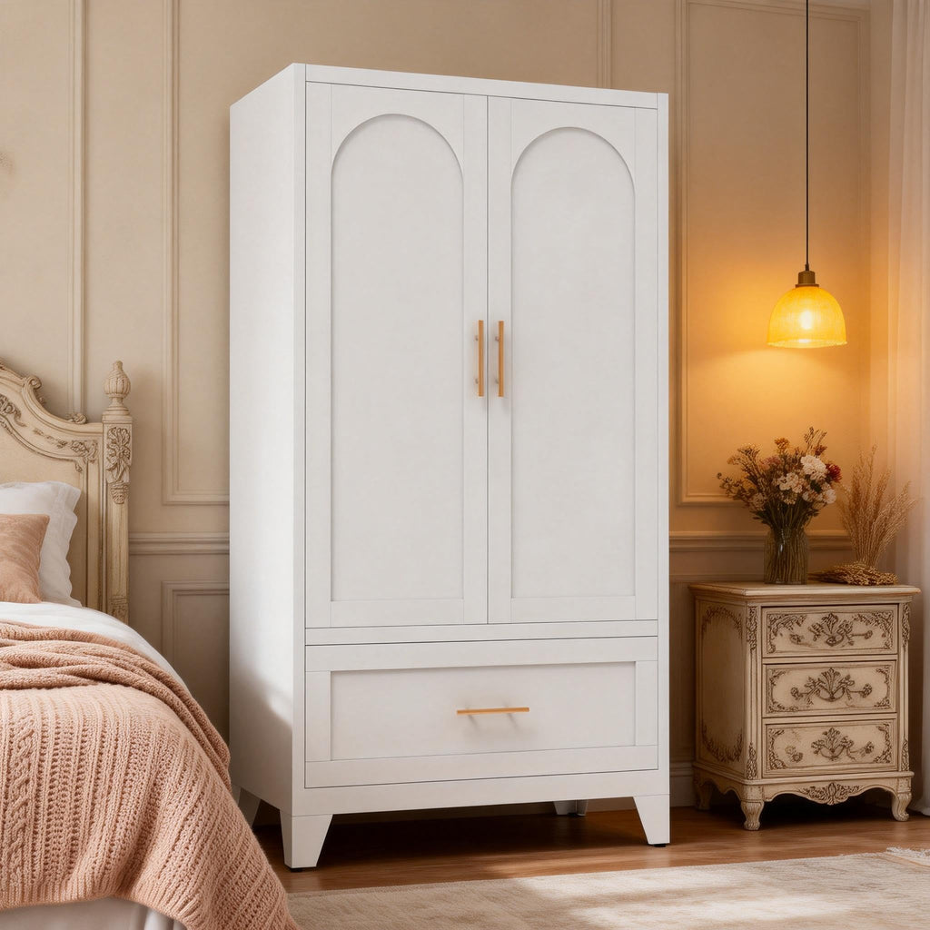 61'' Metal Armoire Wardrobe Closet with Doors