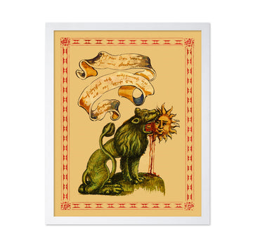 Vintage Poster - Retro Green Lion Devouring The Sun Print - Hermetic Art - Mythology Art - Gift for Men & Women