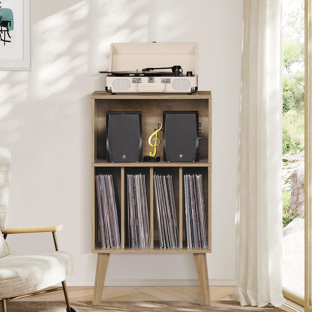 Record Player Stand, Oak Turntable Stand Holds up to 160 Albums