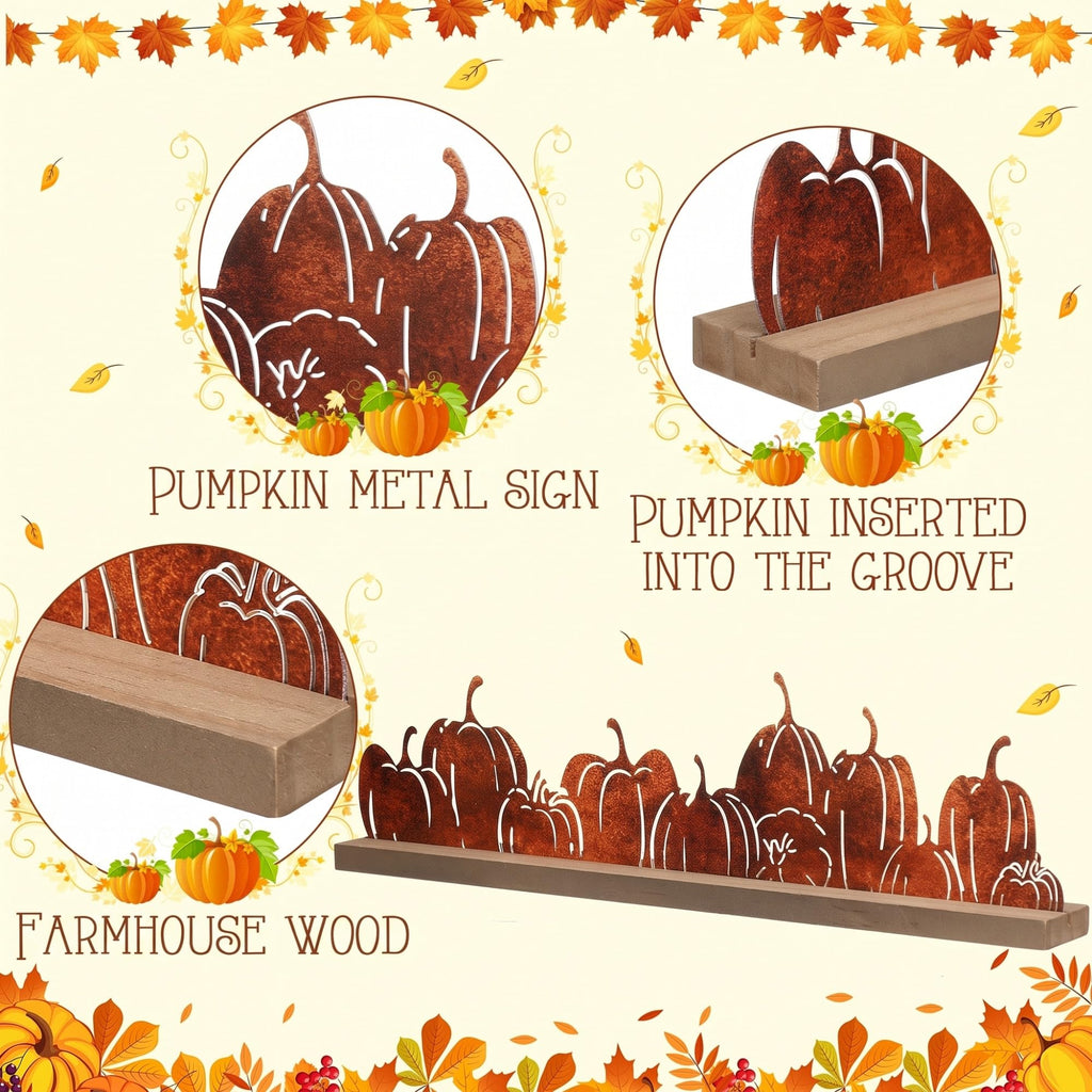 Fall Pumpkin Metal Sign, Rustic Farmhouse Thanksgiving Decor