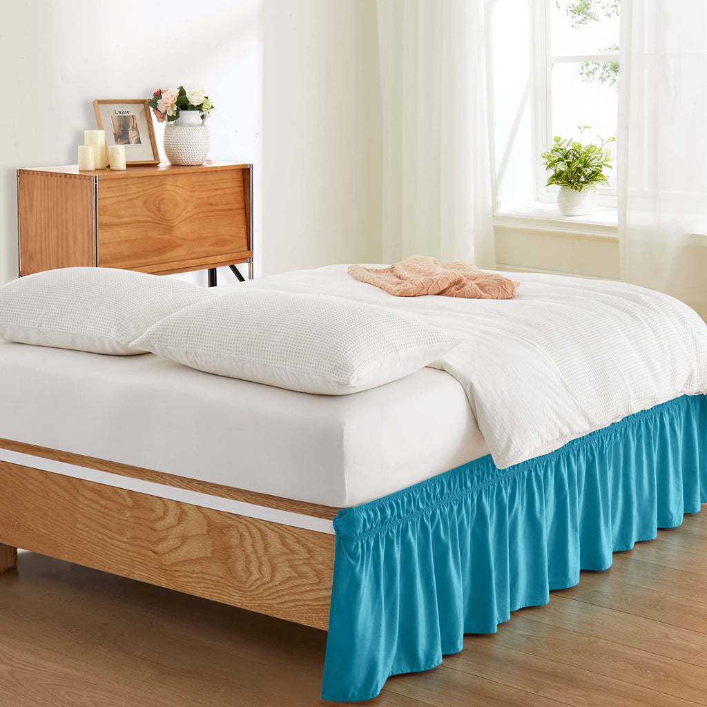 Teal Wrap Around Bed Skirt, Full Queen 18-Inch Brushed Drop