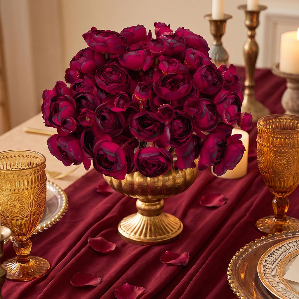 5 Bouquets Dark Red Ranunculus Artificial Flowers