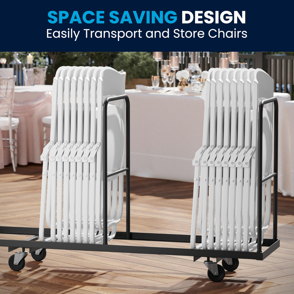 Series 500 lb. Capacity Heavy Duty White Plastic Folding Chair with Built-in Ganging Brackets