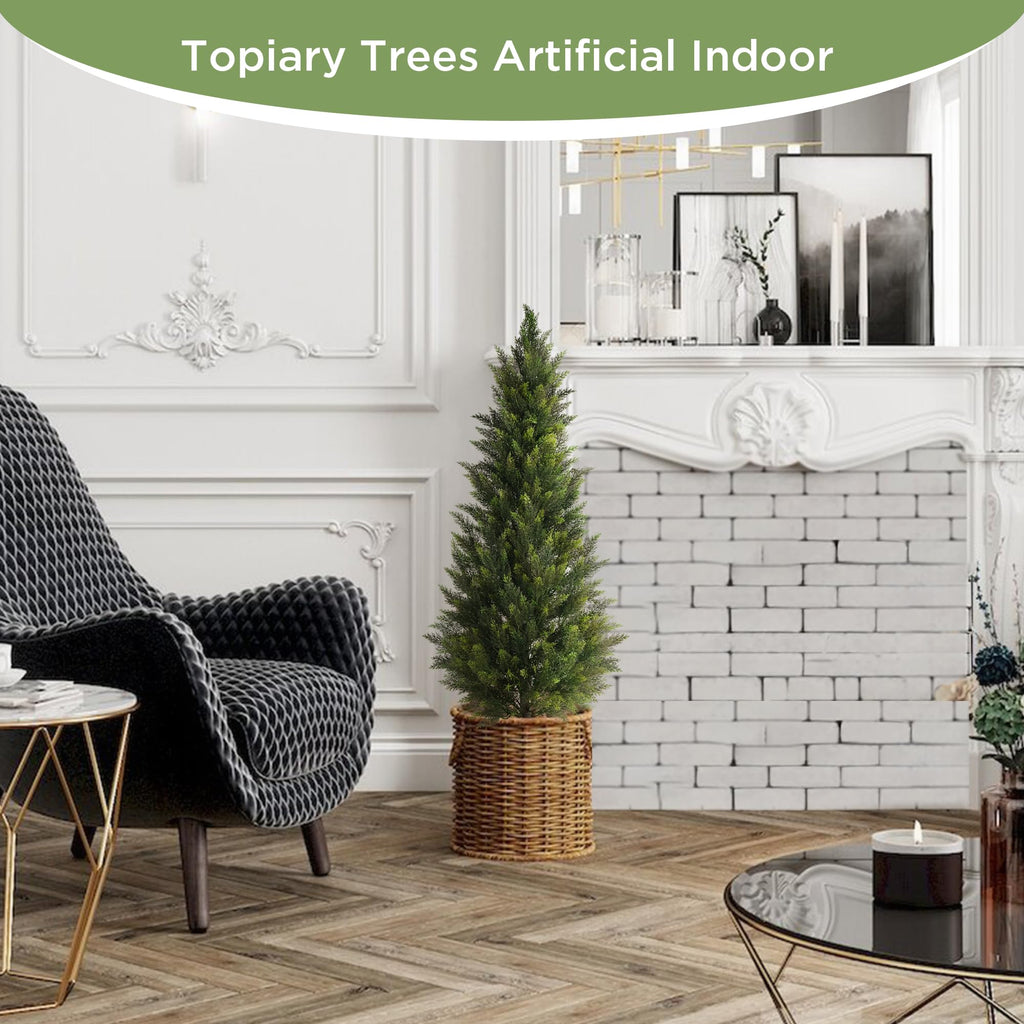 5FT UV-Resistant Artificial Cedar Trees for Front Porch Set of 2