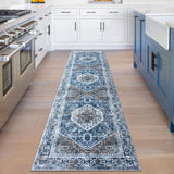 Runners for Hallways 2x8 Ft Washable Kitchen Runner Rug Boho Runner Rug for Entryway Indoor Blue Pri