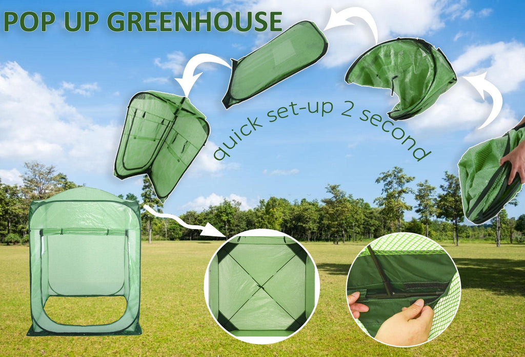 Pop Up Greenhouse Tent, Portable X-Large Walk-in Flower House, Indoor Outdoor Gardening Plant Sunshine Room with PE