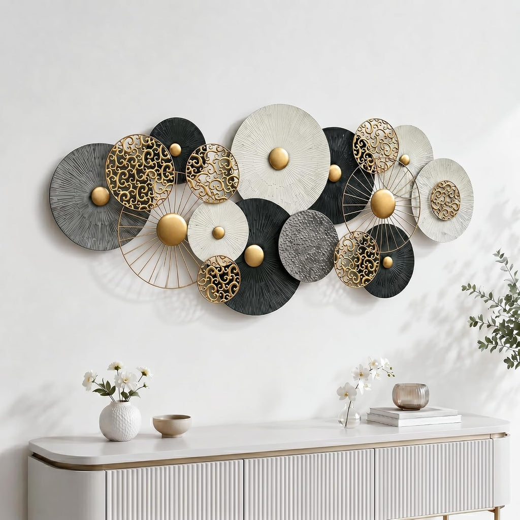 55x24in Large Metal Wall Art Decor,3D Disc Design