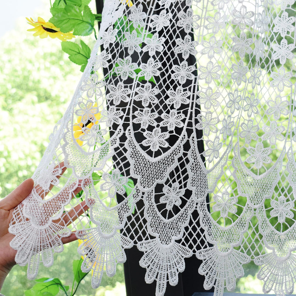 Homey Sheer Embroidered Flowers Vine Valance Window Treatment
