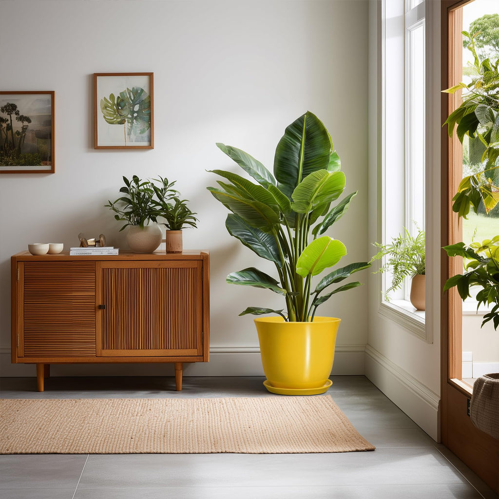 Ceramic Planter, 10 Inch Plant Pot for Indoor, Yellow