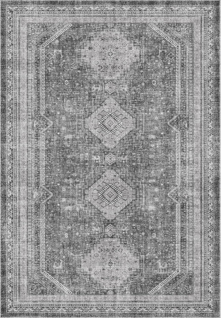 3x5 Vintage Area Rug, Machine Washable, Non Slip & Low Pile Lightweight for Living Room, Entryway, B