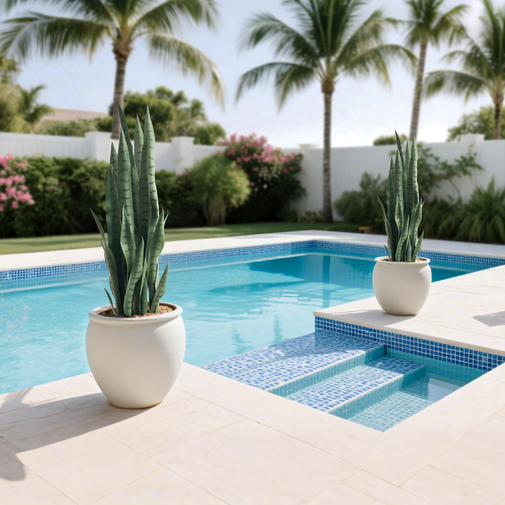 Fake Snake Plant 3ft Tall Faux Sansevieria with 24 Realistic Leaves UV Resistant Potted 2 Pack Fake Mother in Law's