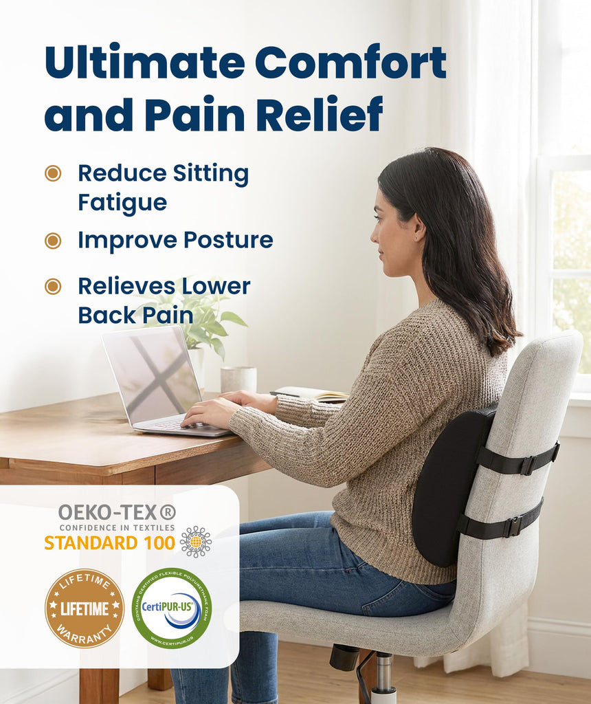 The Original Lumbar Support Pillow Chair - Improves Posture, Promotes Back Pain Relief - Superior Back Support for