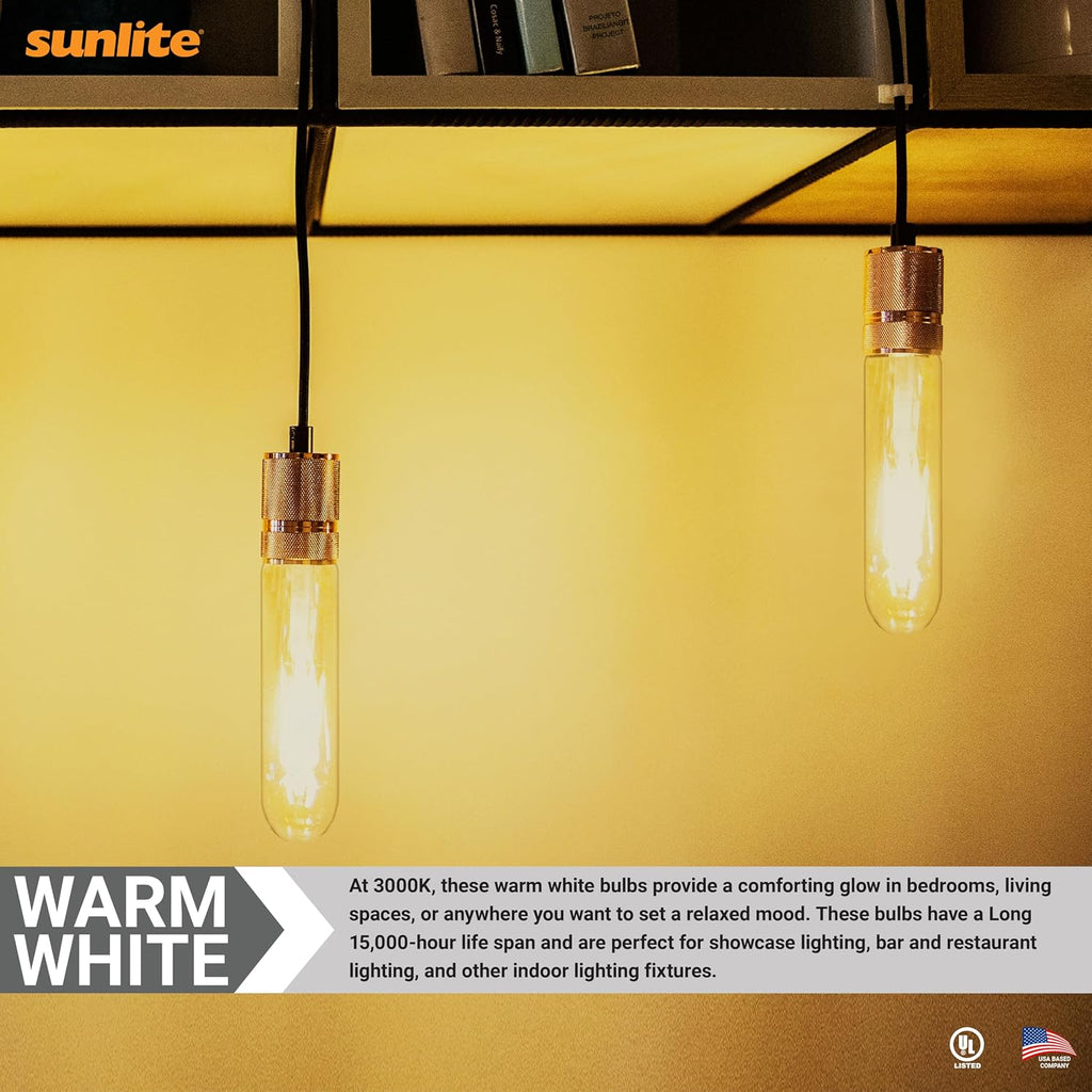 LED Filament T10 Tubular Light Bulb, 2 Watts (25W Equivalent), 160 Lumens, Medium E26 Base, 120 Volts, Dimmable, 90