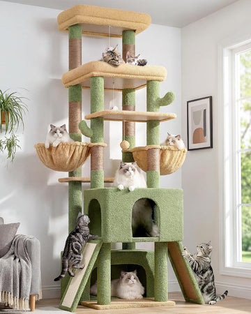Heavy Duty Cactus Cat Tree for 20lbs Large Adult Cats, Green