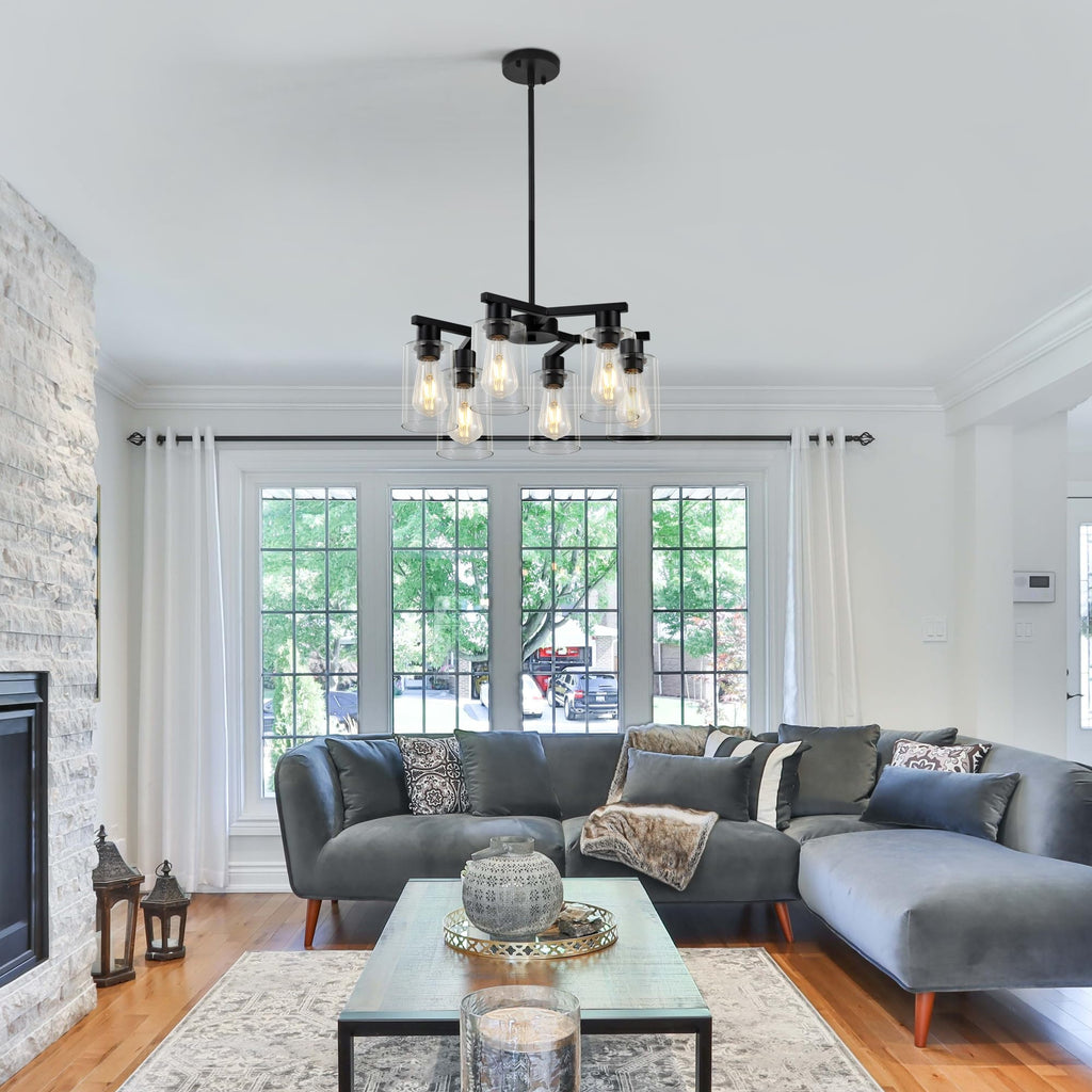 6-Light Black Modern Farmhouse Chandelier