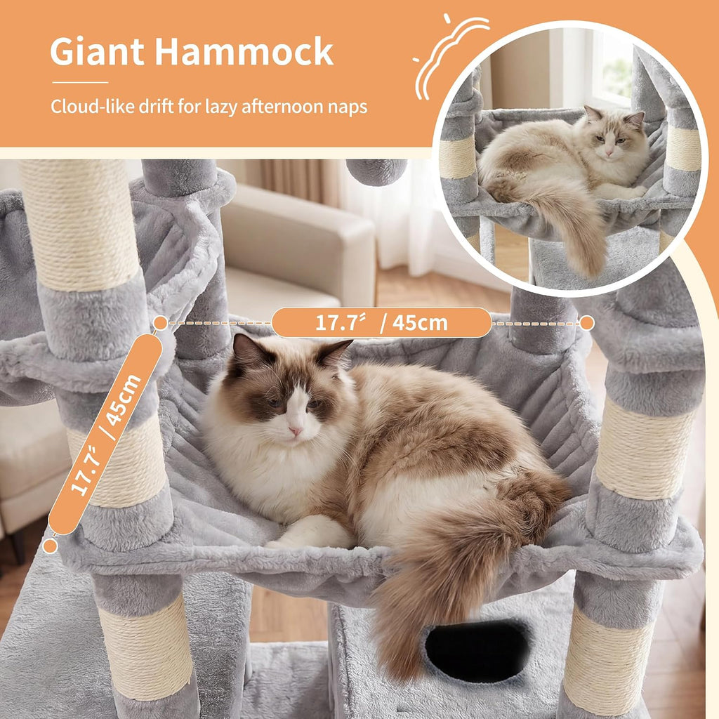Floor to Ceiling Cat Tree, 104.7"-116.5" Height-Adjustable