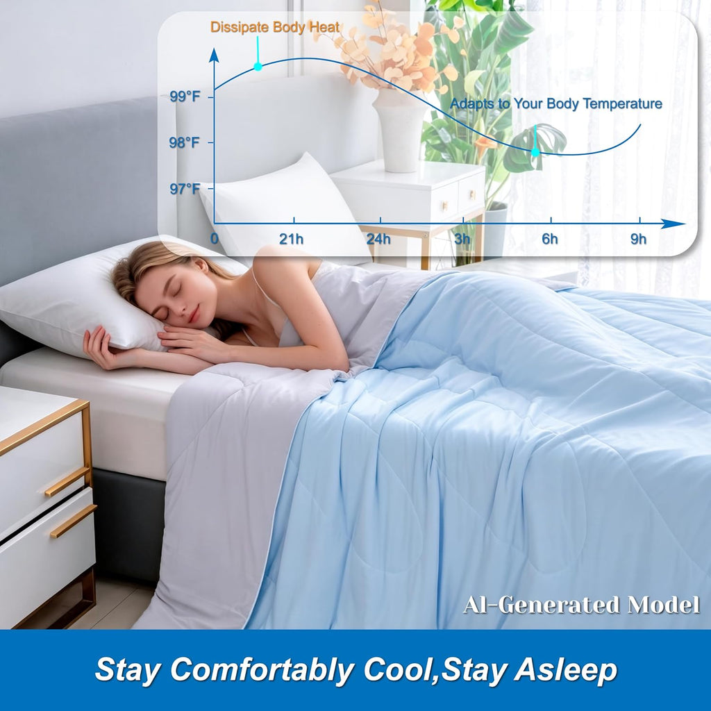 Cooling Comforter King Size - Cooling Blankets for Hot Sleepers | Lightweight Comforter for Night Sweats