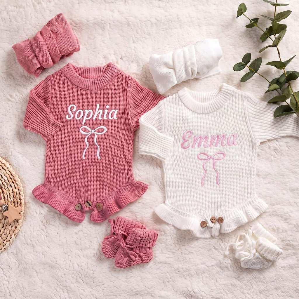 Custom Embroidered Baby Knit Romper