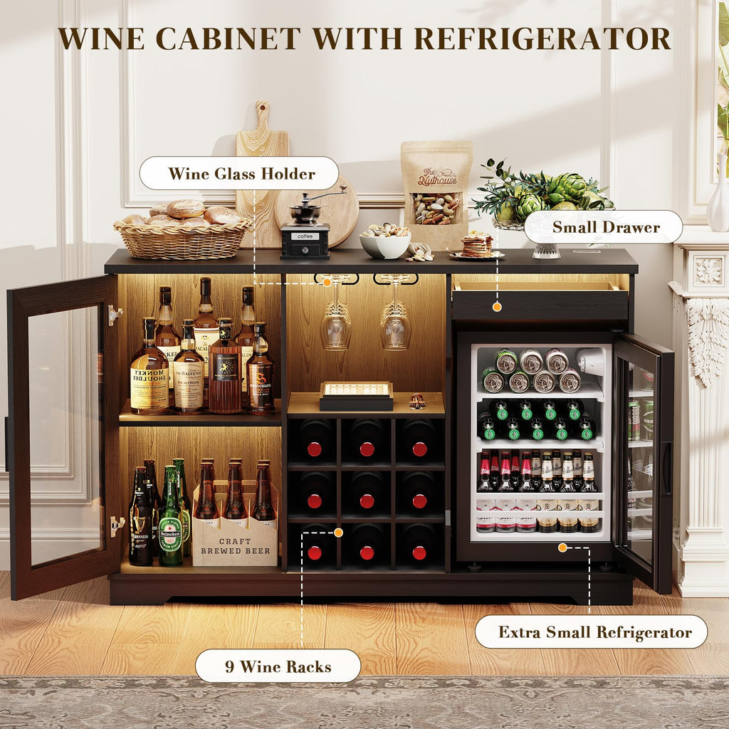 Large Coffee Bar Cabinet with Fridge (Fridge Included)