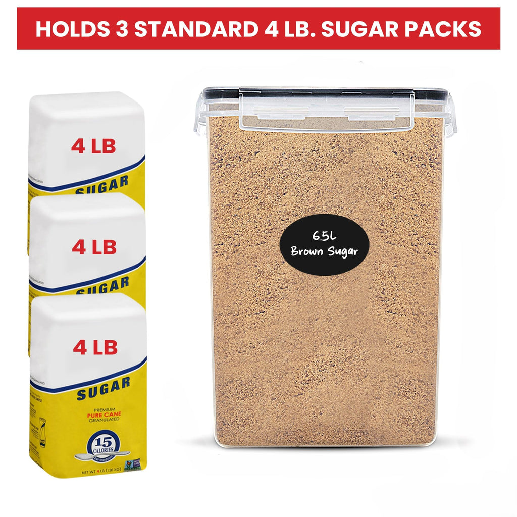 Extra Large Flour and Sugar Storage Containers 6.5L/220 Fl. oz; Set of 2 Plastic Bulk Airtight Food Storage Rice