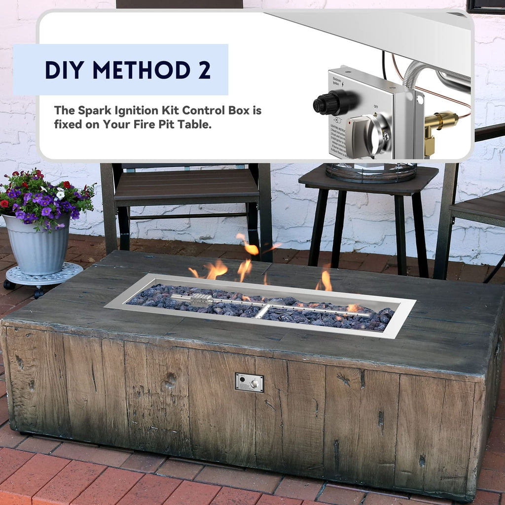 Stainless Steel 24" Rectangle Fire Pit Drop-in Burner Kit