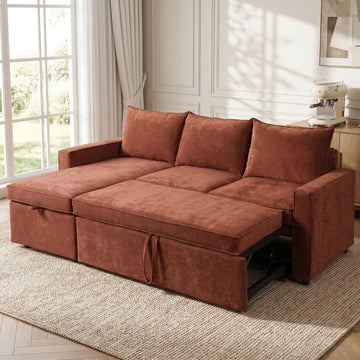 81" Sofa Bed - Sleeper Couch with Storage, Terracotta