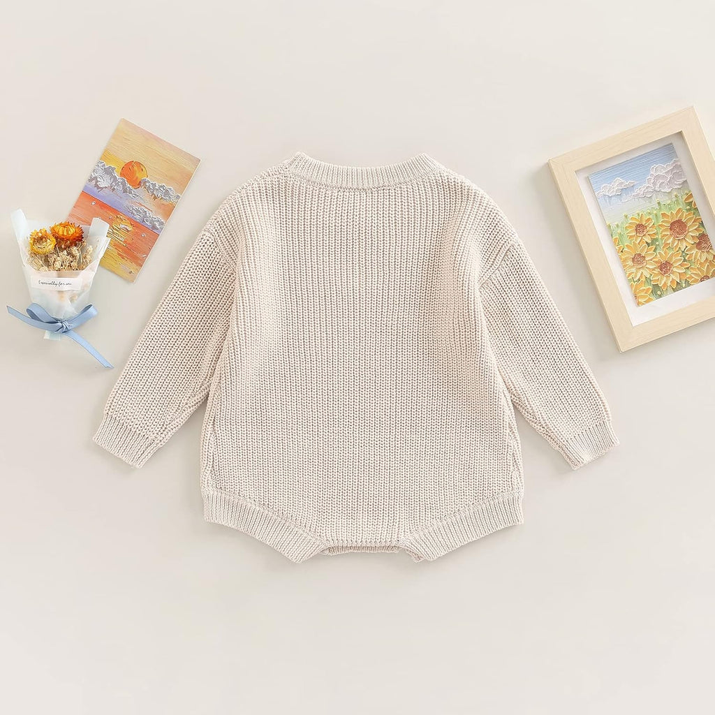 Newborn Baby Girl Boy Sweater Knit Oversized Pullover Sweatshirt Romper